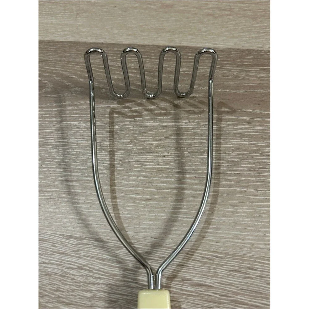 Vintage Cream Handle Stainless Steel Potato Masher - Unbranded